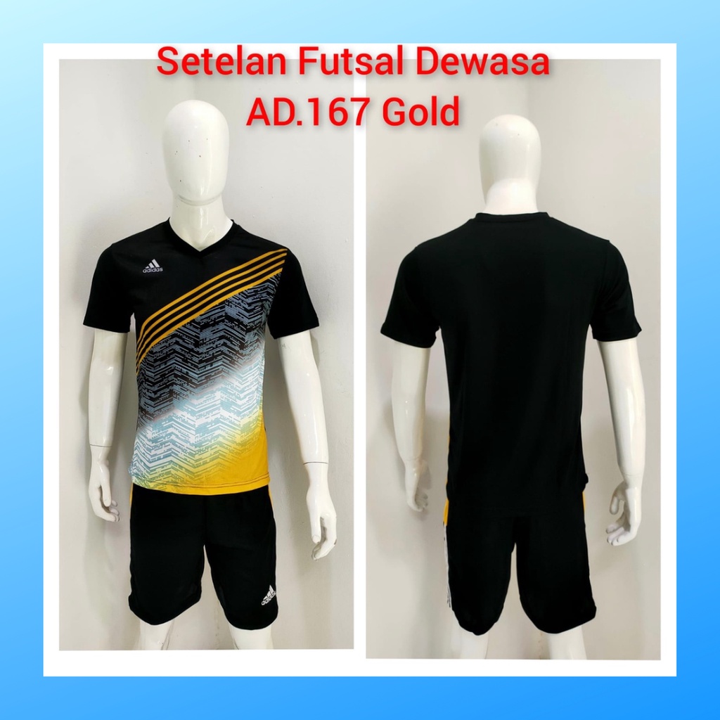 jersey futsal pria kaos sepak bola baju dan celana setelan wanita dewasa t-shirt outfit seragam jarsey kostum olahraga pakaian apparel print sport jersy soccer casual jersi suit AD167 gold