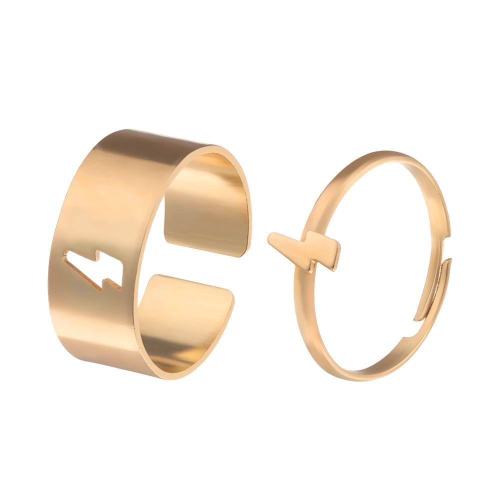 R-flower 2pcs Cincin Cocok Mode Pernyataan Terbuka Pernikahan Perhiasan Romantis Pernyataan Terbuka Cincin Pasangan