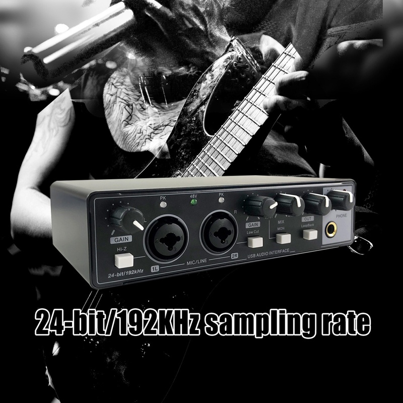 2 in 2 Out Sound Card USB Audio MIC Changer Suara Gitar Elektrik Rekaman Langsung