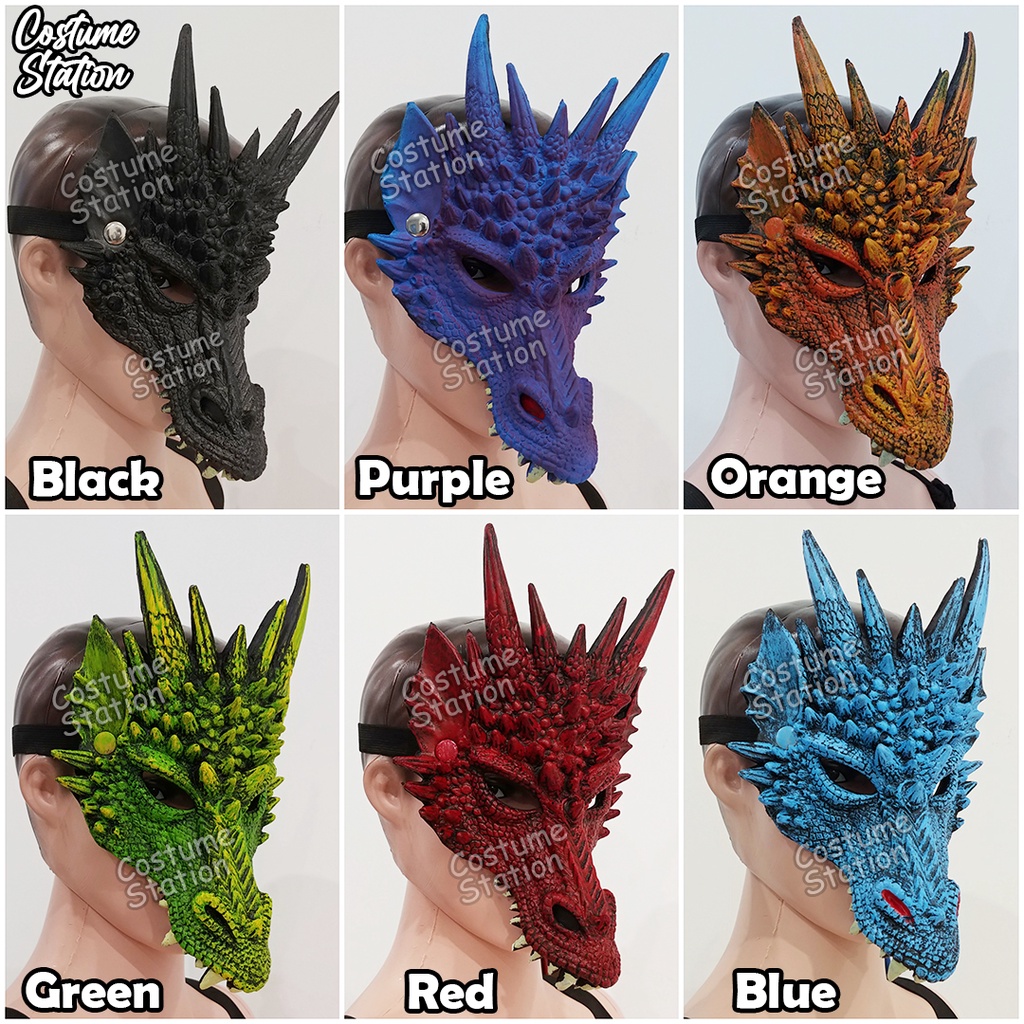 Set Topeng Sayap Ekor Naga / Dragon Mask Wings Tail Set Hewan Pesta Halloween dewasa