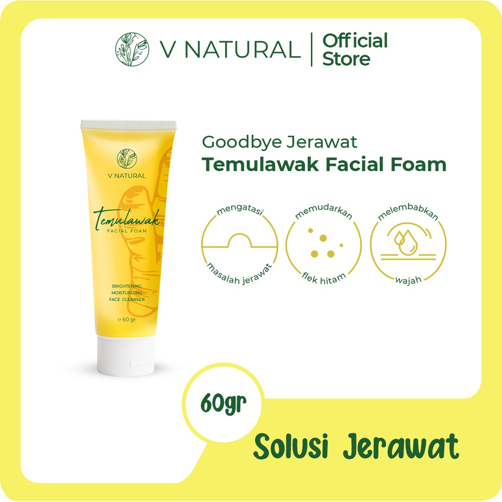 FACIAL FOAM TEMULAWAK 60 GR V NATURAL || BRIGHTENING FACIAL WASH