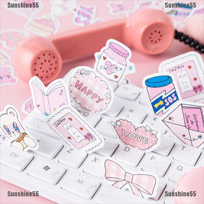 Sun55 46Pcs Stiker Label Desain Lucu Warna Pink untuk Sun55 46Pcs Stiker Label Desain Lucu Warna Pink untuk
