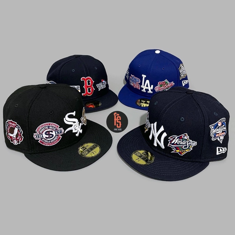 TOPI NEW ERA ORIGINAL 5950 WORLD SERIES MULTI PATCH BOSTON RED SOX NAVY