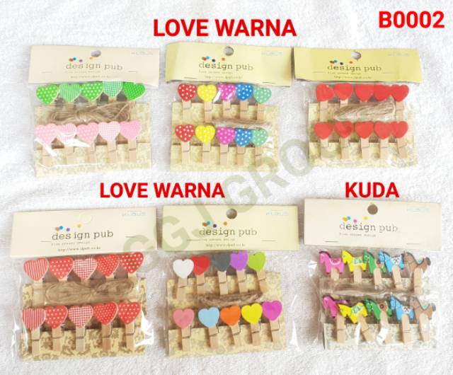 DC B ( B0002 ) 1 PAKET WOODEN CLIP PAPER PENJEPIT KAYU FREE TALI / TIDAK BISA MEMILIH