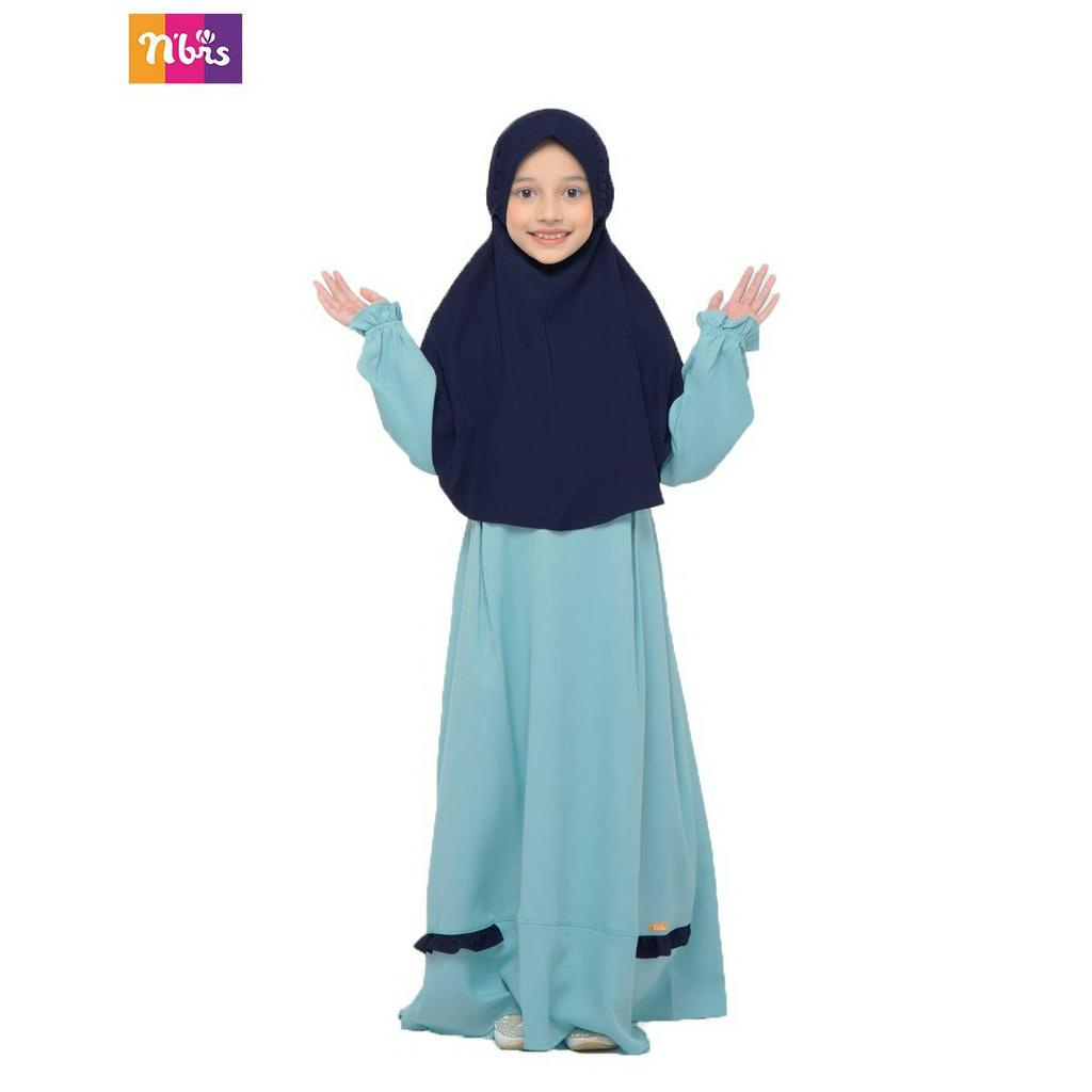 BIG SALE BAJU GAMIS ANAK PEREMPUAN NIBRAS NBRS NSAP 69 BIRU NIAGARA / GAMIS HIJAB ANAK NIBRAS PROMO 