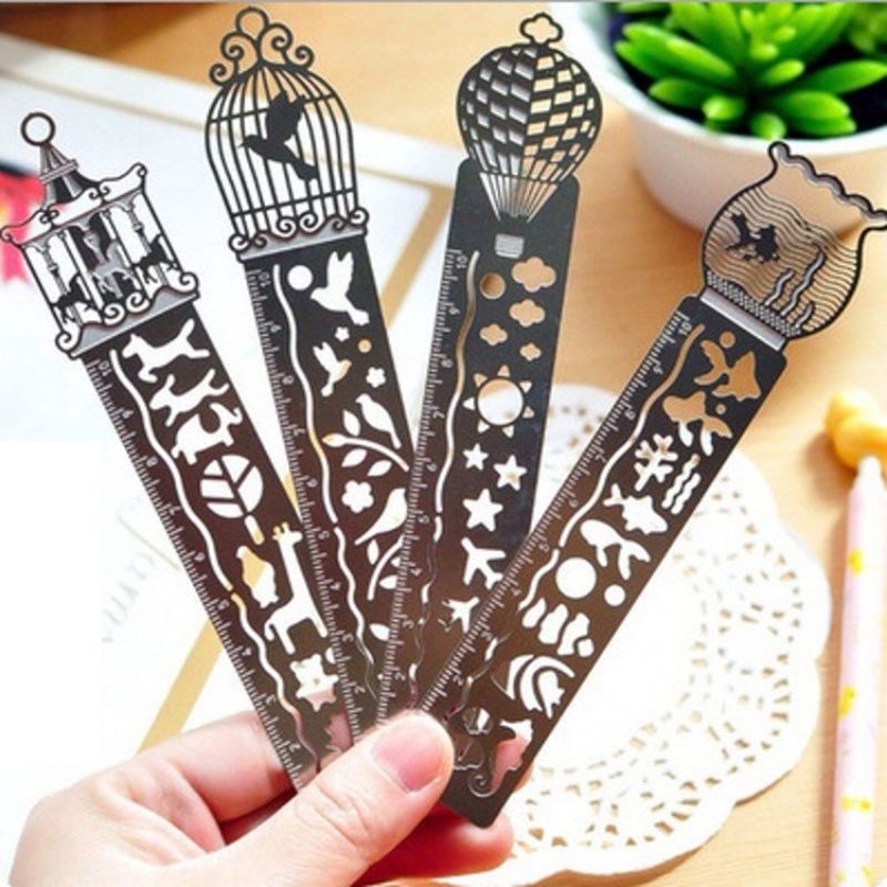 

Pembatas Buku Penggaris Metal Ruler Bookmark Lucu Unik Simple Praktis Serbaguna Decor Stationery