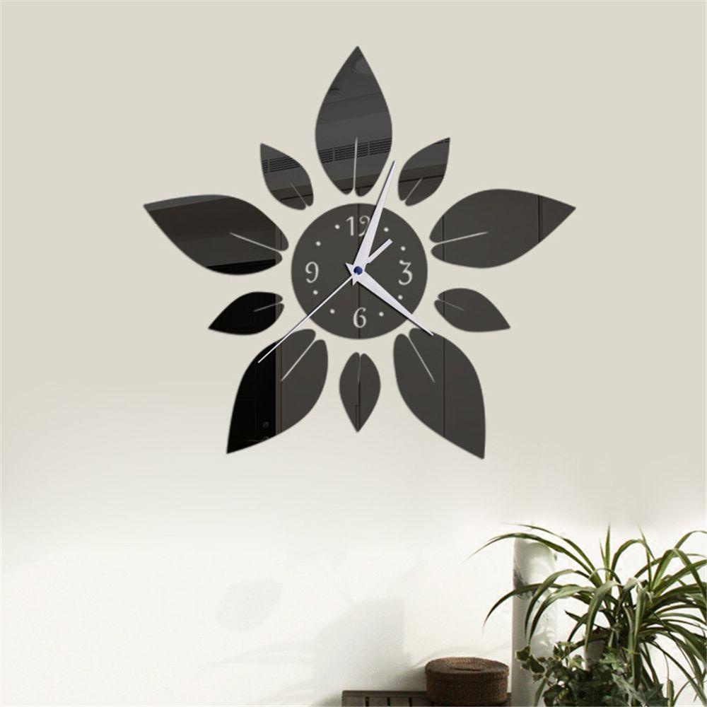 Top Mirror Clock Decal Jam Decal Akrilik 3D DIY Gantung Bunga