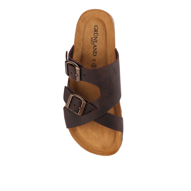 SANDAL SLIDE KULIT GRUNLAND PRIA ORIGINAL SLINGBACK ASLI COKLAT GRM03