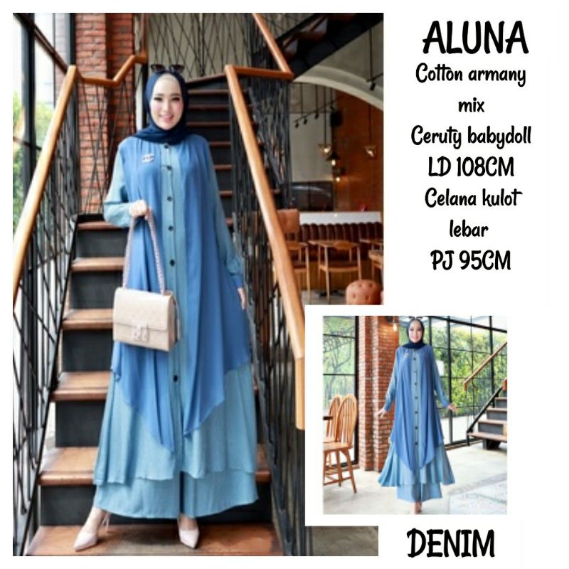 GLAMZ ALUNA SETELAN KULOT LEBAR | SETCEL MUSLIM | SETELAN TUNIK | TUNIK PREMIUM | TUNIK MUSLIM | TUN
