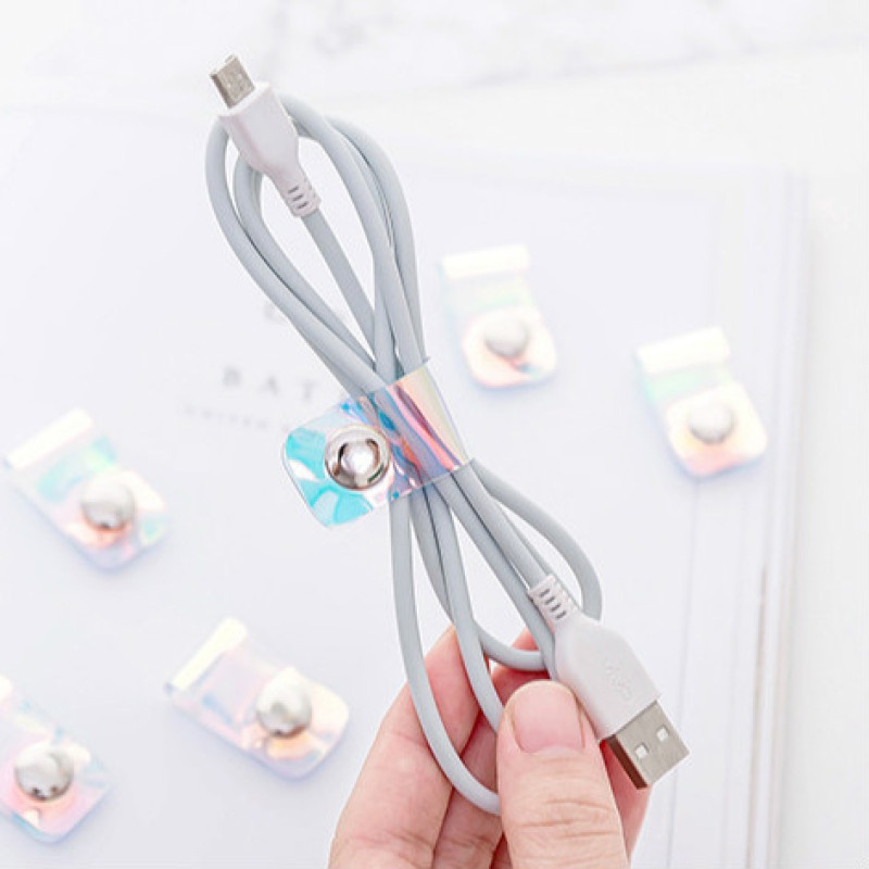 2 Pcs Simple Laser Data Cable Finishing Winder Pvc Girl Heart Portable Headphone Cable Button Cable Harness