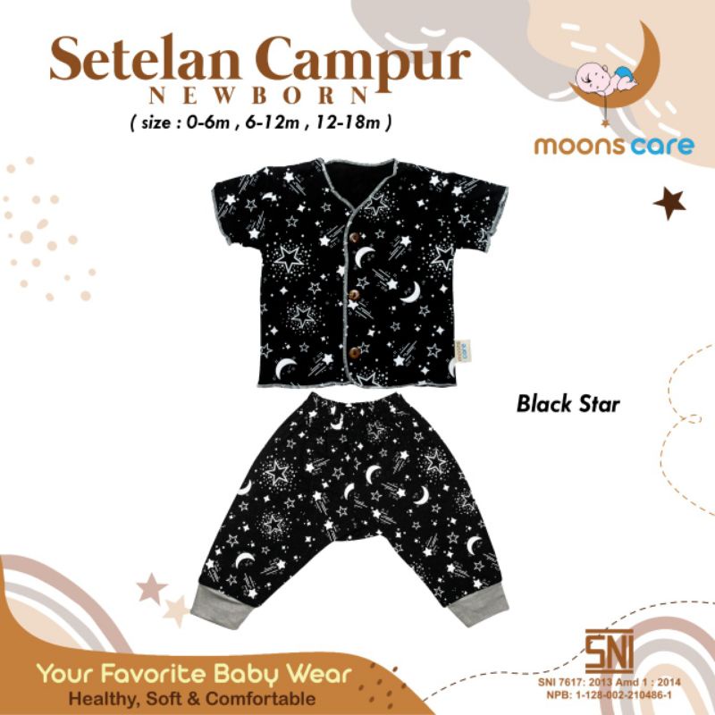 moons care  Baju Bayi Stelan Campur Newborn Motif Premium | Baju Setelan Bayi Baru Lahir