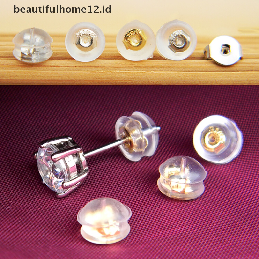 【beautifulhome12.id】 10Pcs Soft Clear Earnuts Earrings Backs Plugs Stoppers Findings Useful Jewelry .