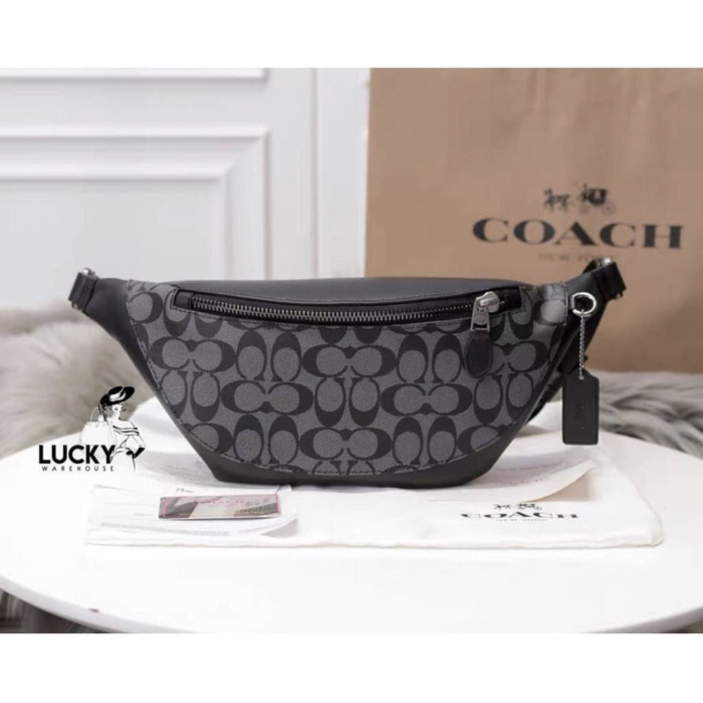 Coach Signature Warren Belt Bag Charcoal black - ORIGINAL 100%