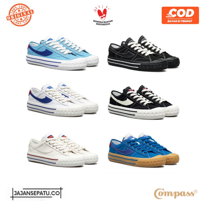 Sepatu Compass Retrograde Low Blackwhite/White-blue/Red-blue/Blue-gum/Cream