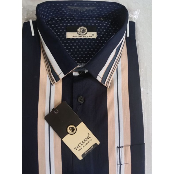 kemeja tangan pendek merk v4 classic