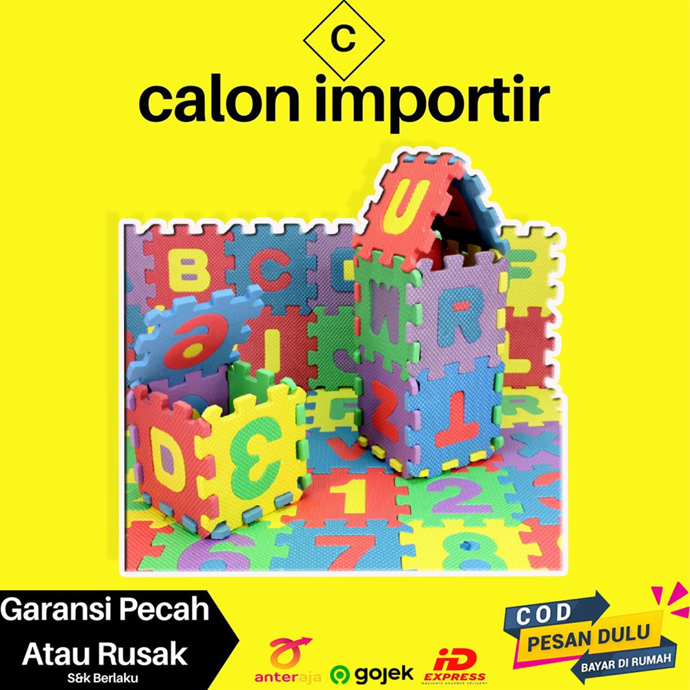 Puzzle Pazel Anak 3 Tahun Gabus Foam Mainan Edukasi Huruf & Angka Murah Perempuan Dan Laki Universal