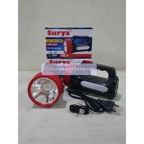 Senter Cas Rechargeable Surya SHT L3W 10 LED SMD LED / Senter Emergency