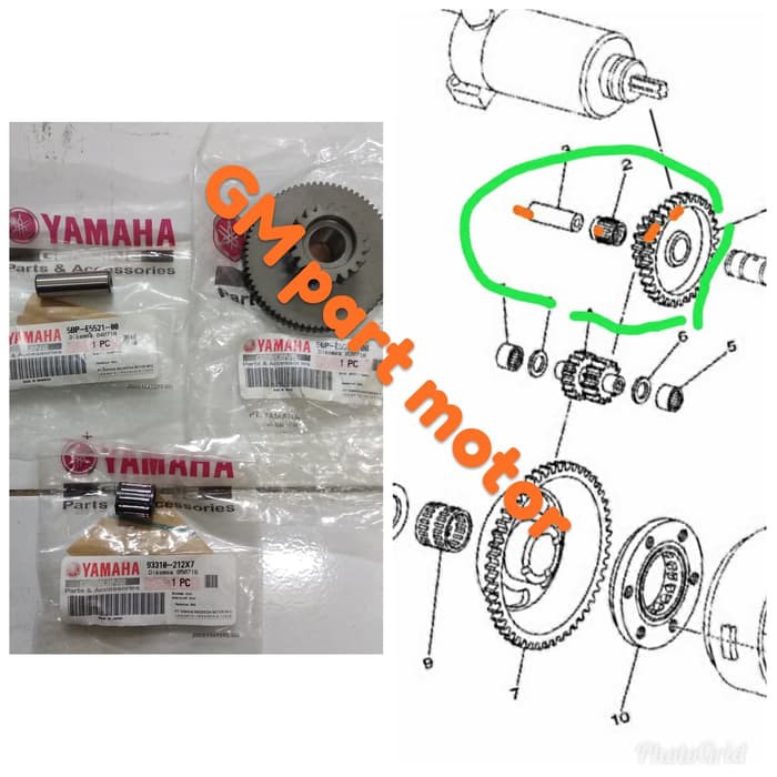Gear Gir gigi stater starter - bearing - pen Yamaha Scorpio