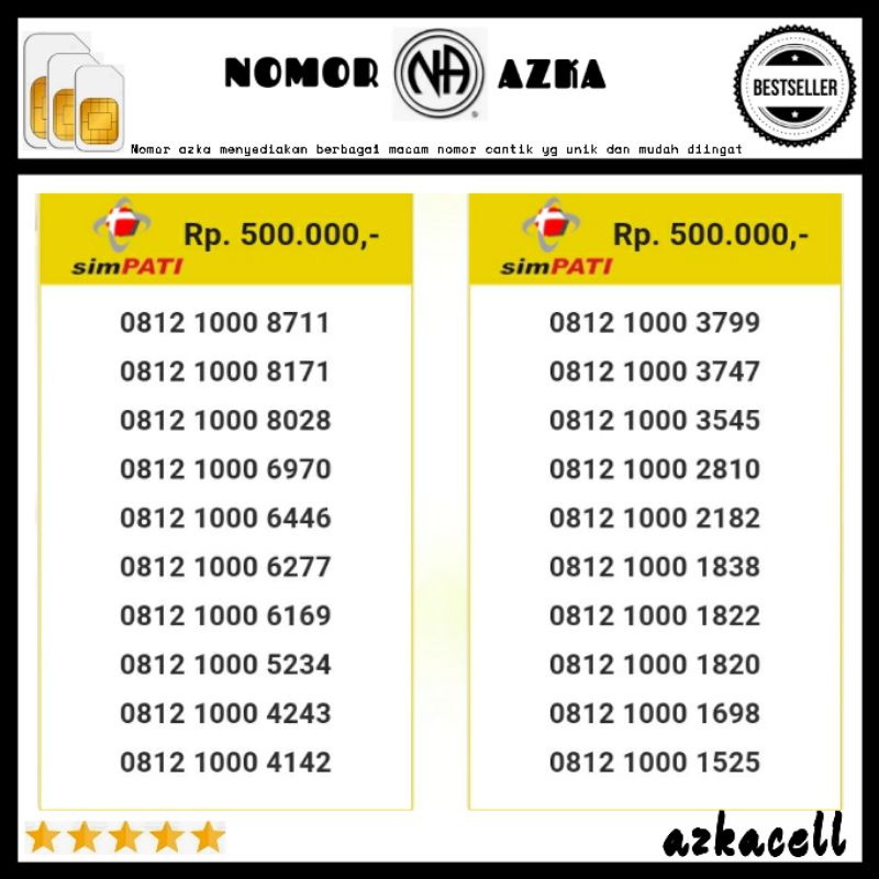 Nomor cantik simpati 0812 0813 0821 seri triple aa 886611 aabb 5511 ribuan 1000 triple666 rapi#0120