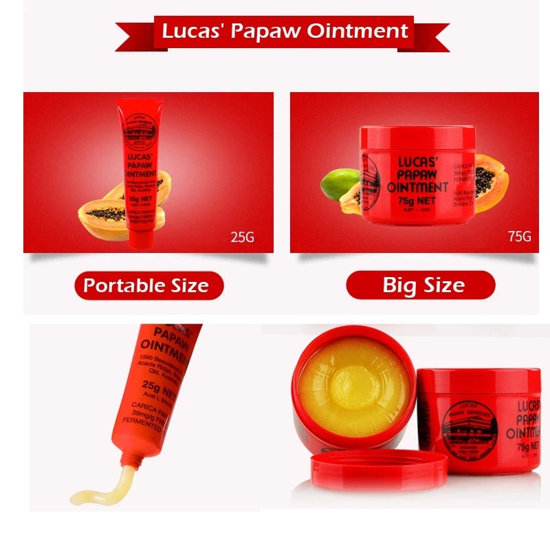 Lucas Papaw Ointment Salep Obat Lips Balm dan Salap Penghilang Bekas Gigitan Nyamuk Krim Salep Bayi  75gr (EXP 2025)