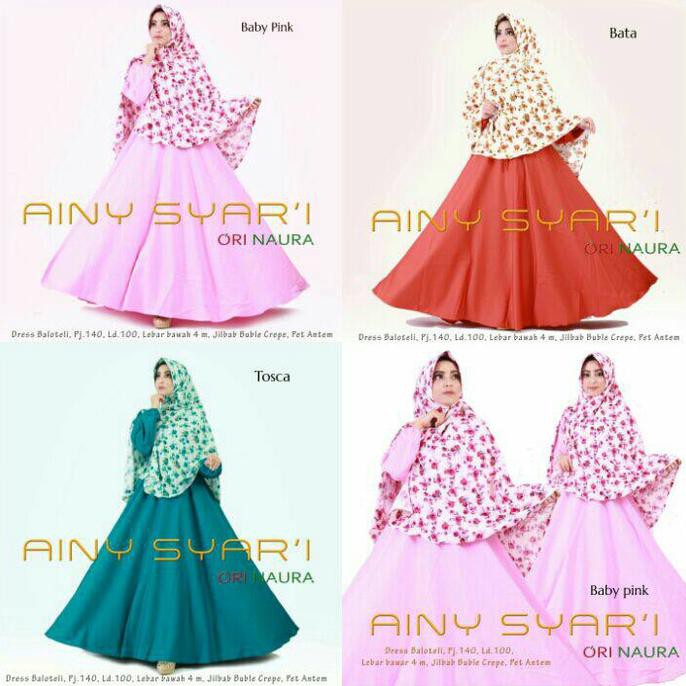 JUAL Set Gamis Khimar Aini Syar'i Longdress Baloteli Ori Naura Murah FREE ONGKIR