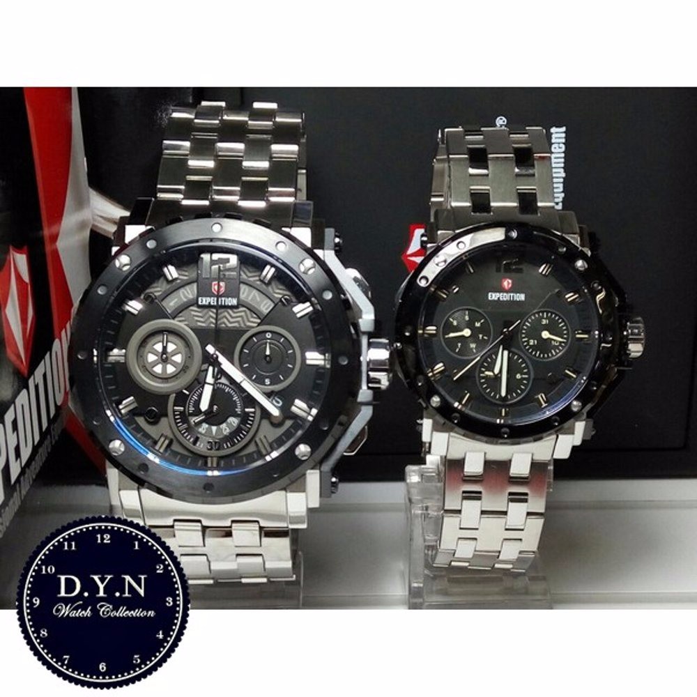 jam tangan expedition e6402 rantai couple silver black