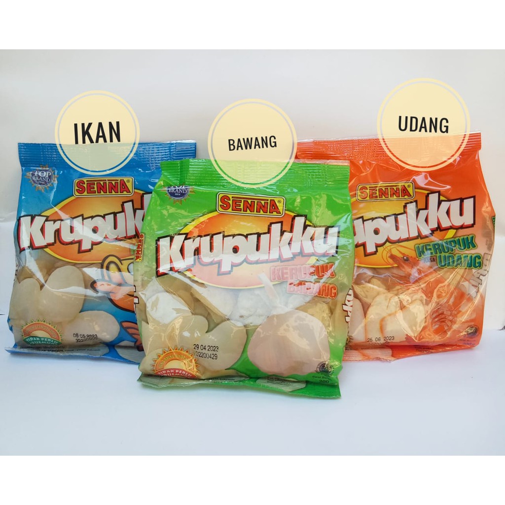 

Krupuk Senna krupukku 200 gr Rasa Bawang, Udang dan Ikan