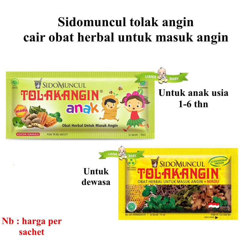 PERA649 SIDOMUNCUL TOLAK ANGIN CAIR OBAT HERBAL UNTUK MASUK ANGIN 1dos isi 12 sachet
