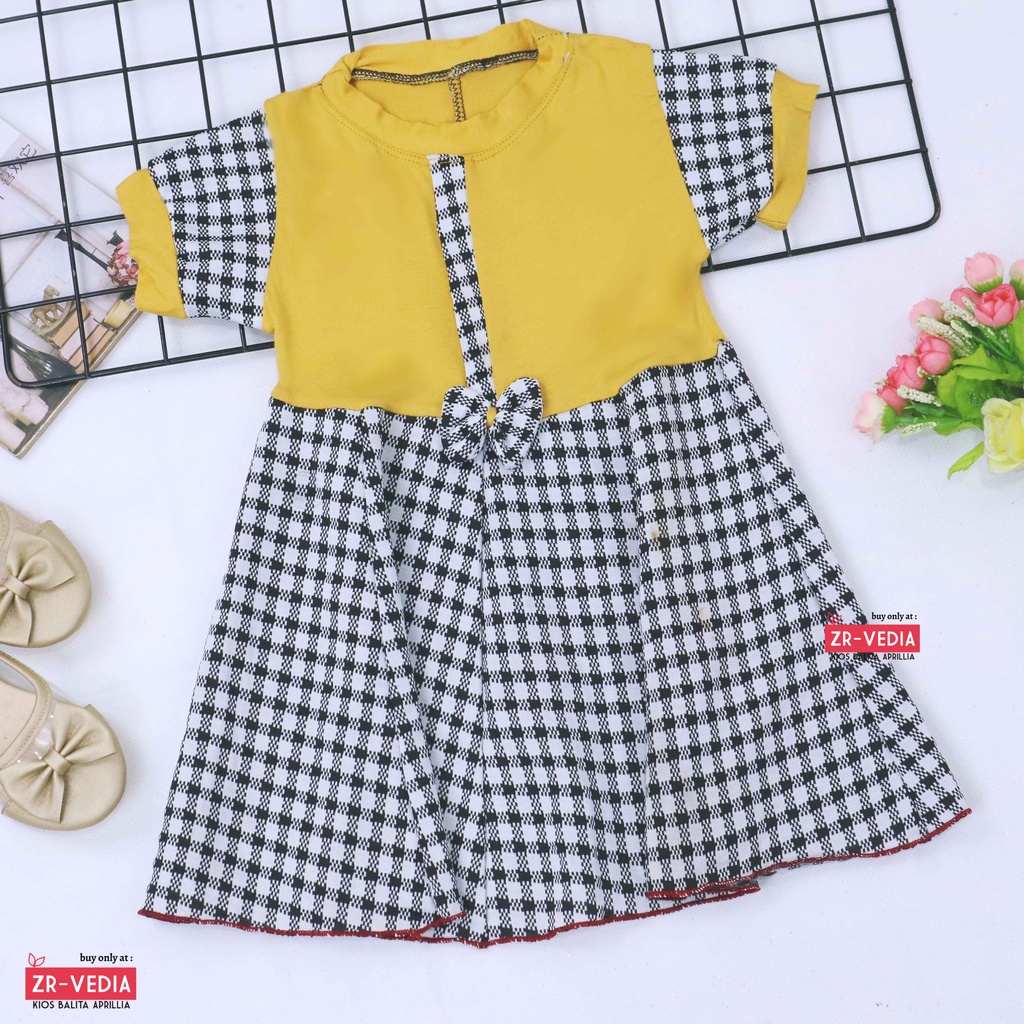 Dress Jasmine size 1-2 Tahun / Baju Lengan Adem Pita Motif Dres motif Balita Anak Perempuan Grosir