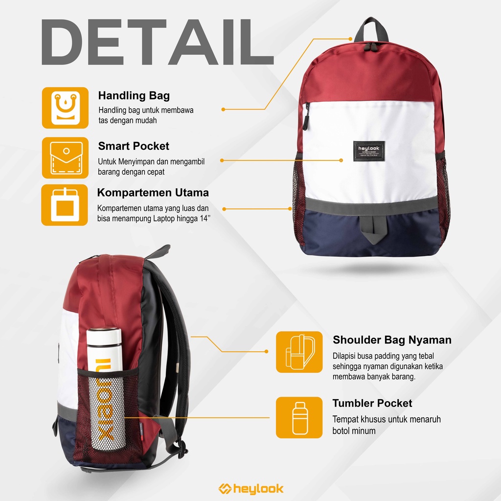 Tas Ransel Pria Wanita Keren Daypack Sekolah Kuliah Kerja Tas Punggung Laptop 13 14 15.6 Inch Tas Distro Backpack Kekinian Warna Kombinasi