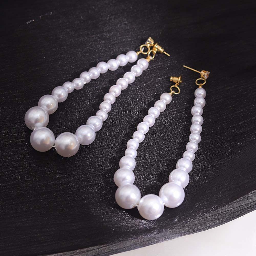 Mxbeauty Menjuntai Anting Trendi Elegan Mutiara Imitasi Hadiah Gadis Berlian Geometris Anting Korea