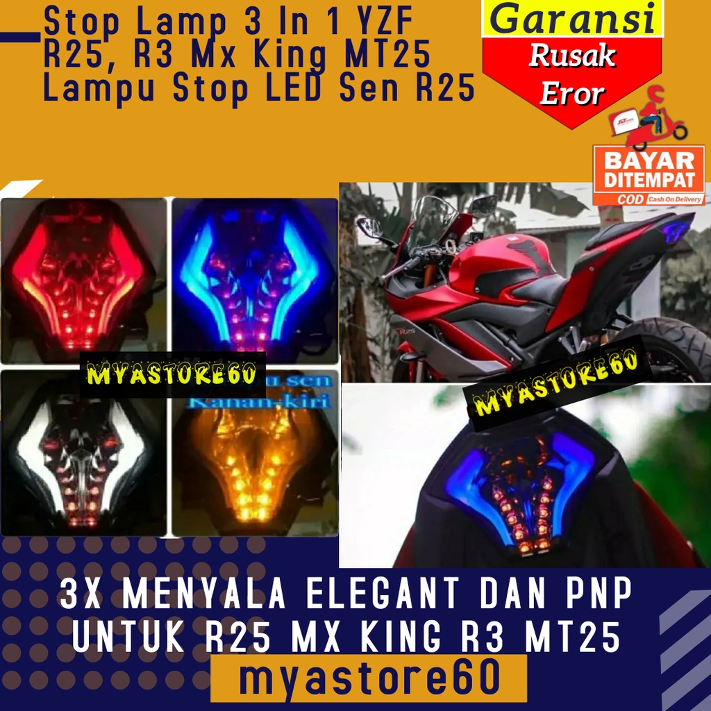 Stop Lamp Stoplamp 3 In 1 YZF R25 R3 Mx King MT25 Lampu Stop Lampu Sen Sein Lampu Senja LED Sen R25