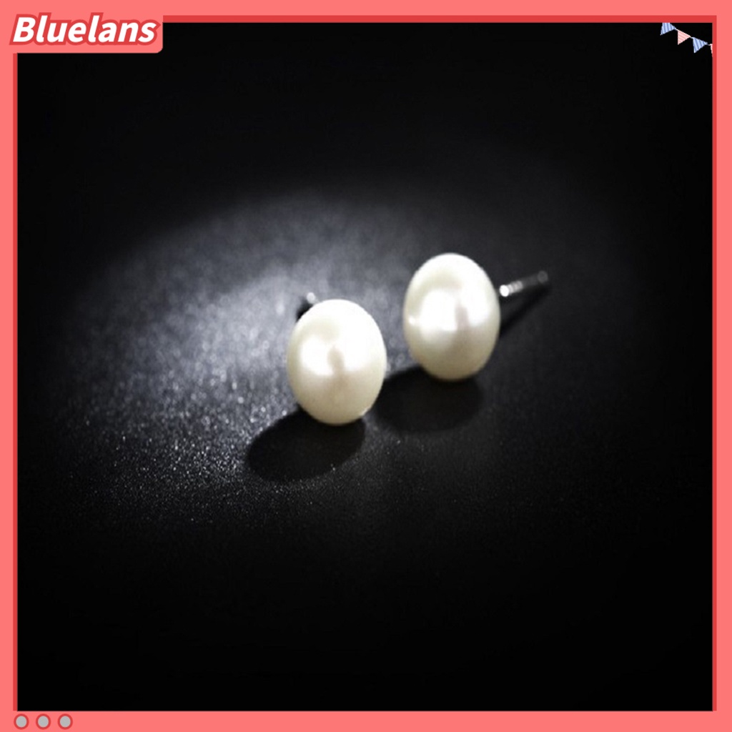 Bluelans Earrings Simple Easy Matching Women Round Faux Pearl Ear Studs