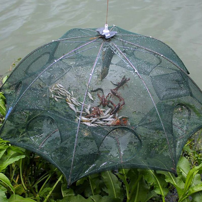 Jaring Bubu Pancing Ikan Udang Lipat Payung/Jaring Jebakan Perangkap Udang ikan Model Payung 8 Lubang