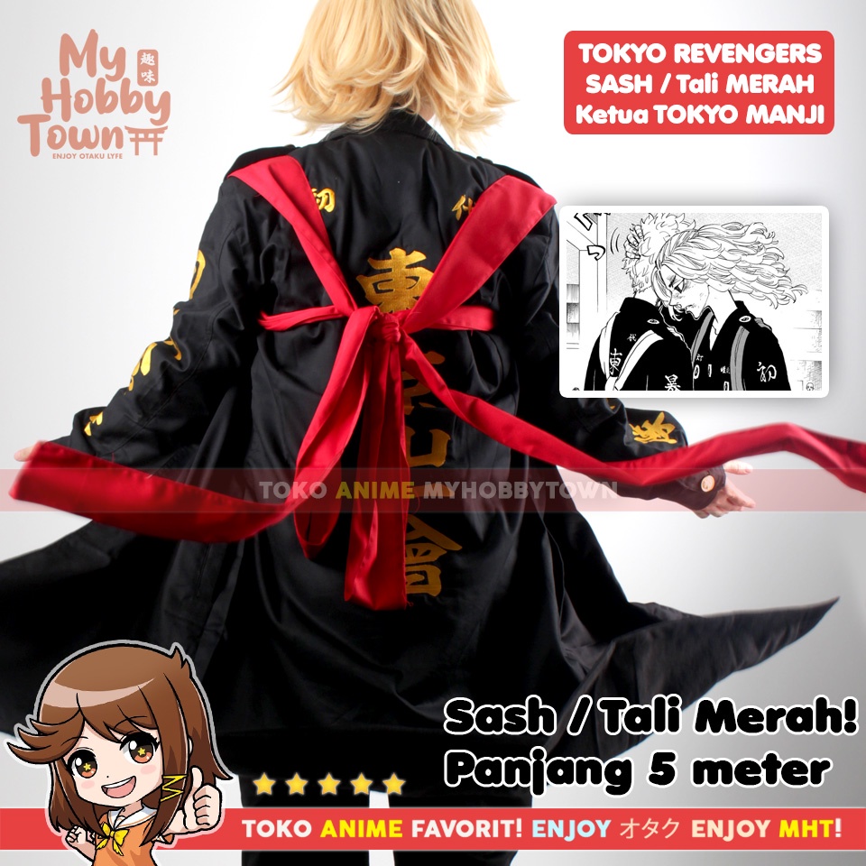 Tali Merah Seragam Ketua President Tokyo Manji Sano Manjiro Mikey Tokyo Revengers Red Sash