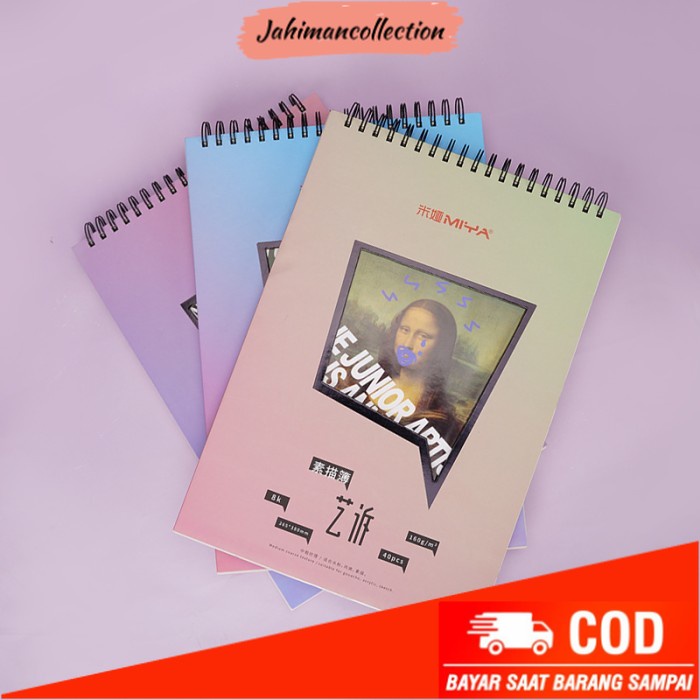 

✨ BISA COD ✨ MIYA HIMI HARDCOVER SPIRAL SKETCH PAD 265x380mm - purple