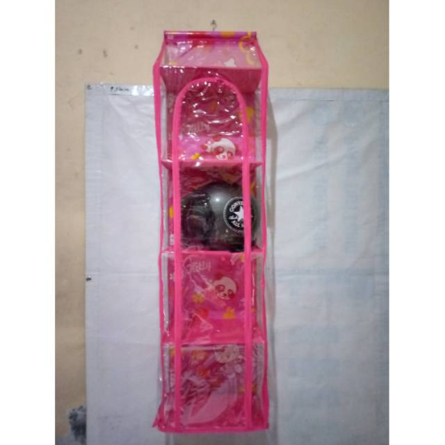 Rak helm gantung warna pink model terbaru resleting samping dan depan