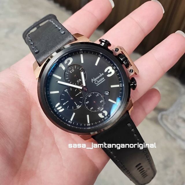 Jam tangan alexandre christie ac 6280 original hitam rosegold