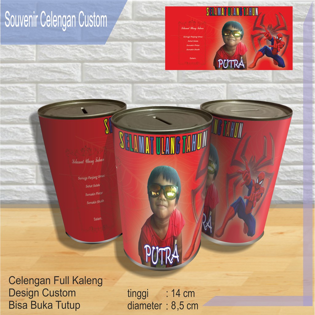Souvenir Ultah Spiderman | Celengan Kaleng Karakter Super Hero Spiderman Bisa Buka Tutup