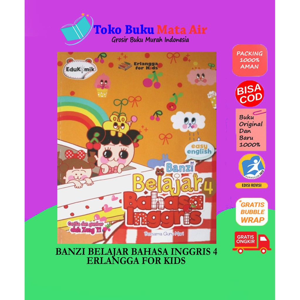 BEST SELLER ORIGINAL EDUKOMIK BANZI BELAJAR BAHASA INGGRIS 4 JONG I ERLANGGA FOR KIDS