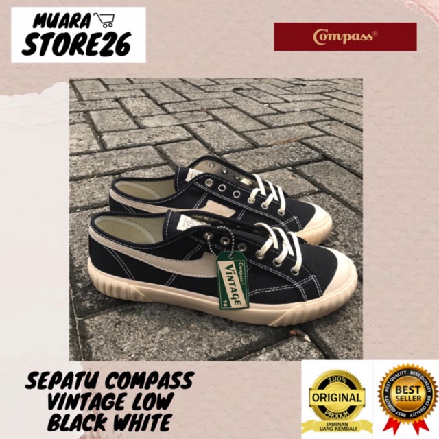 Sepatu Compass Vintage Low Black White