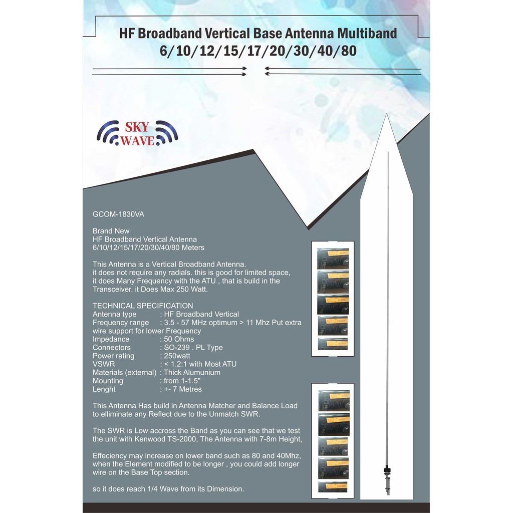Broadband Antena HF, Tanpa Tuner , Tanpa Tuning , 3.5-50Mhz 250W
