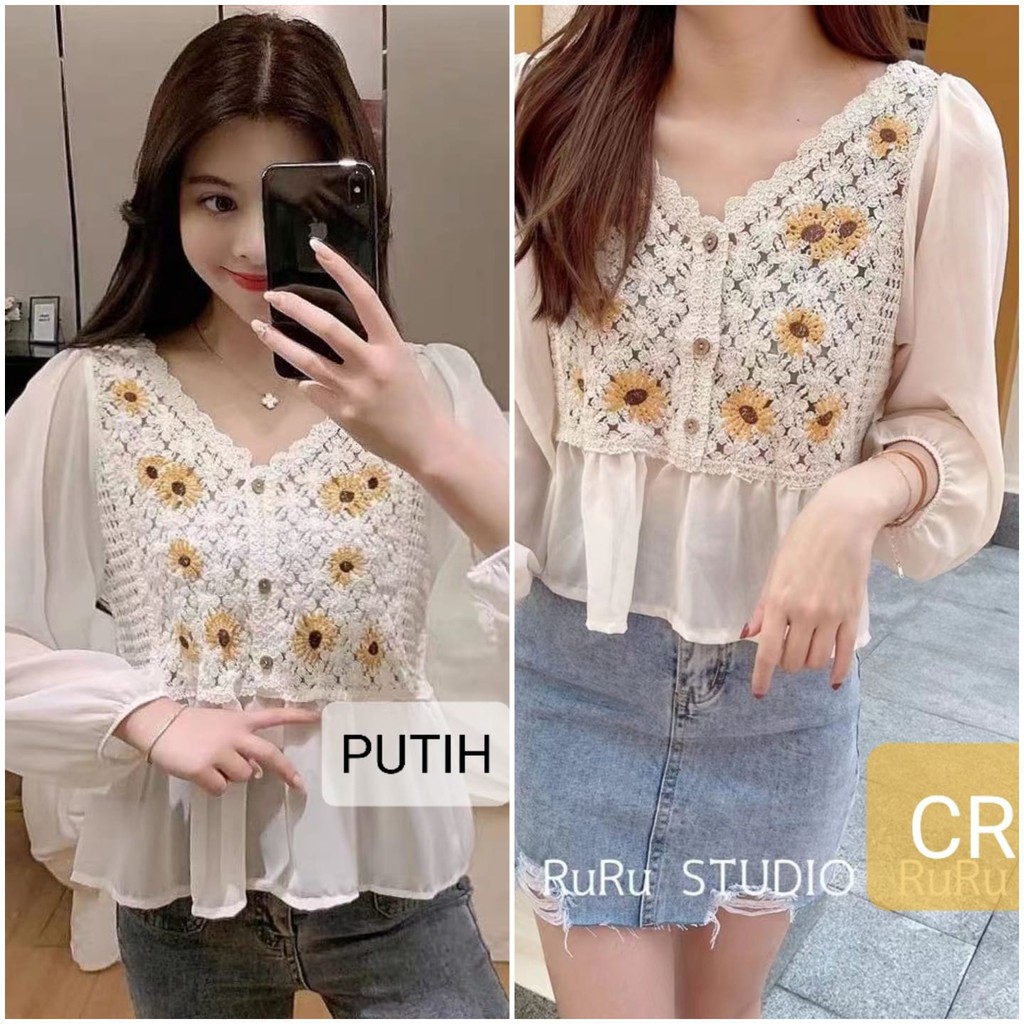 hijab loverz baju wanita Blouse Korea Import Crop Top MoonYoung Style [801]