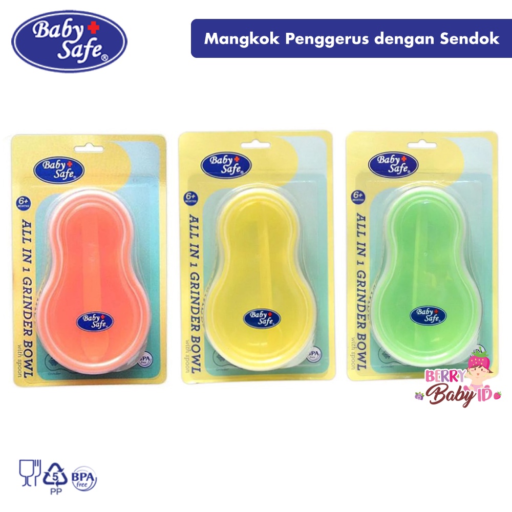 Baby Safe All In 1 Set Mangkok Grinder dan Sendok Grinder Bowl Spoon BBS039 Berry Mart