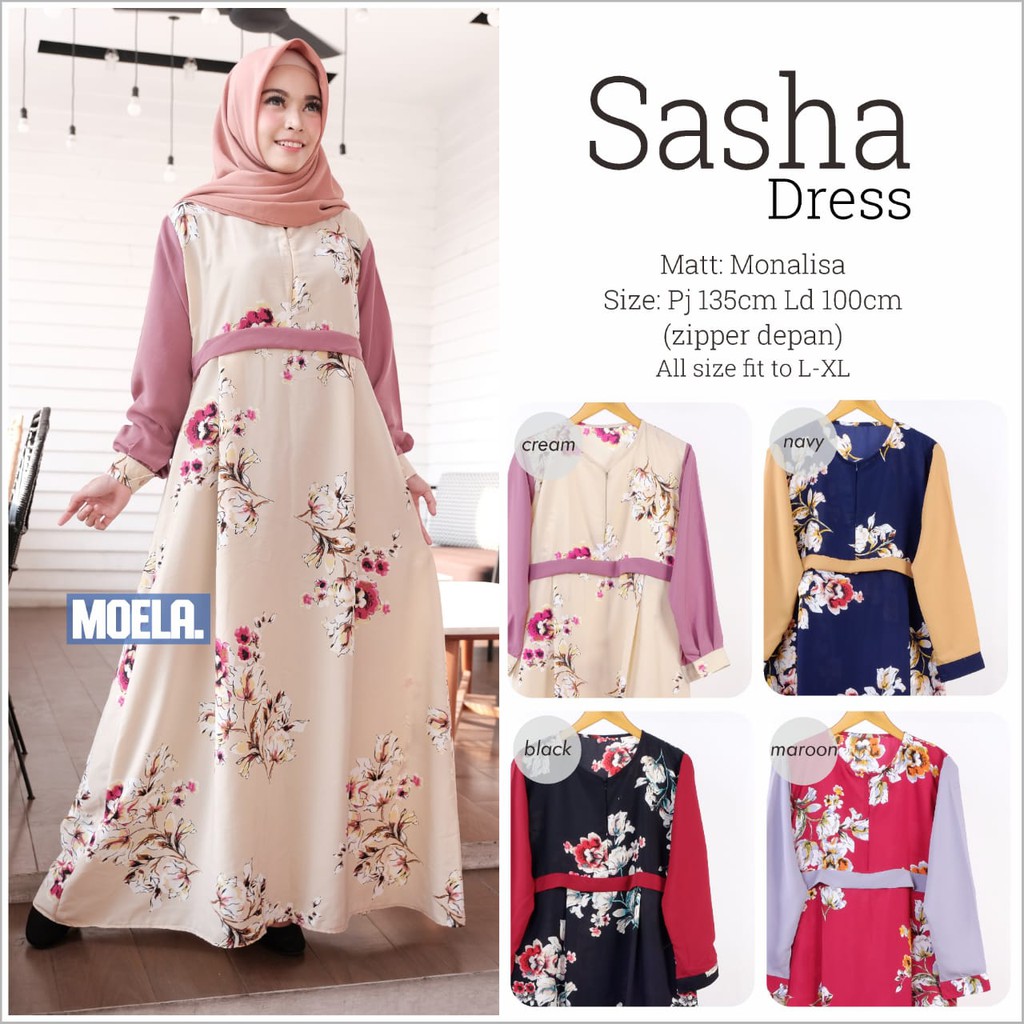 (REAL PICTURE) SASHA DRESS ORI MOELA MORIST FASHION KOREA PAKAIAN CEWEK REMAJA KEKINIAN MOTIF BUNGA