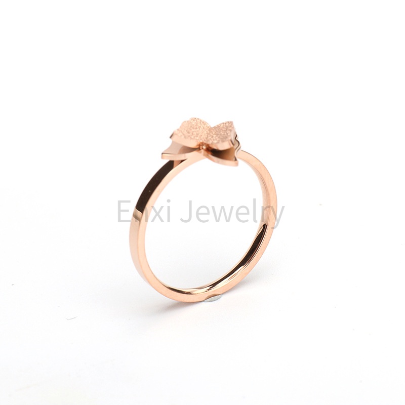 Enxi Jewelry Cincin Butterfly Stainless Steel Warna Rose Gold Untuk Hadiah Valentine R-22005