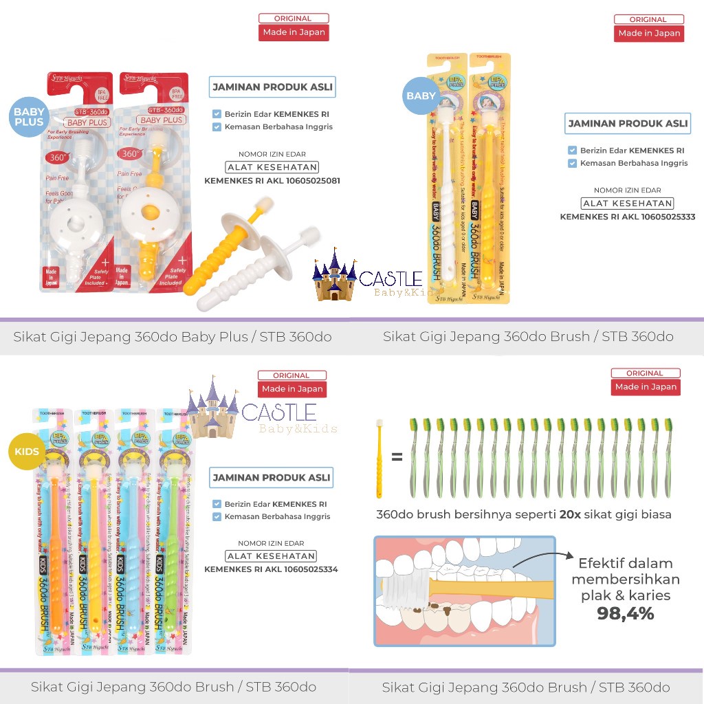 Castle - 360do Sikat Gigi Bayi Anak - Sikat Gigi Bulu Jepang - ToothBrush