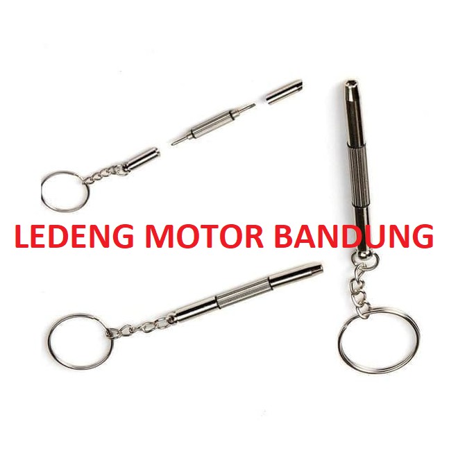 Gantungan Kunci Obeng Mini 3in1 Shock Plus Minus Screwdriver Keychain