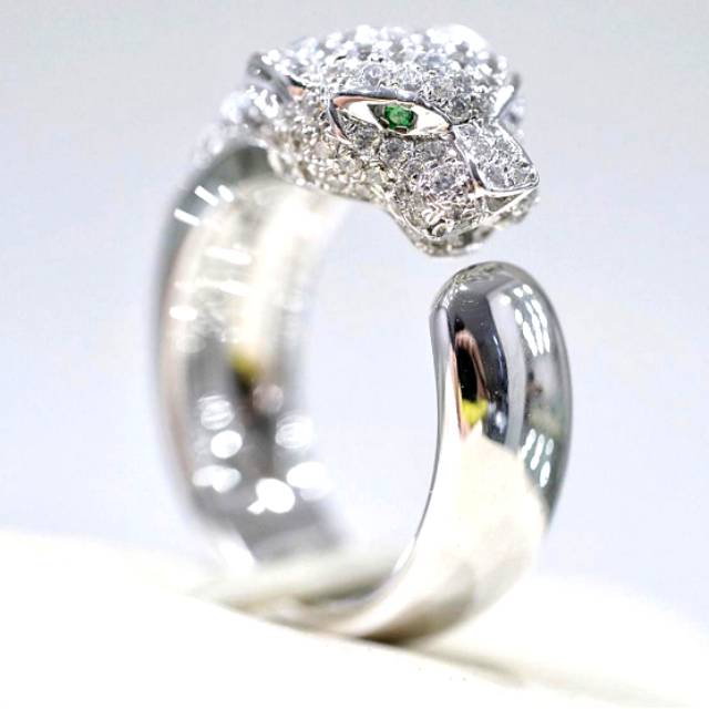 Cincin Cartier panthera ring berlian lab roku. Rangka platina. tinggal  size 13 saja