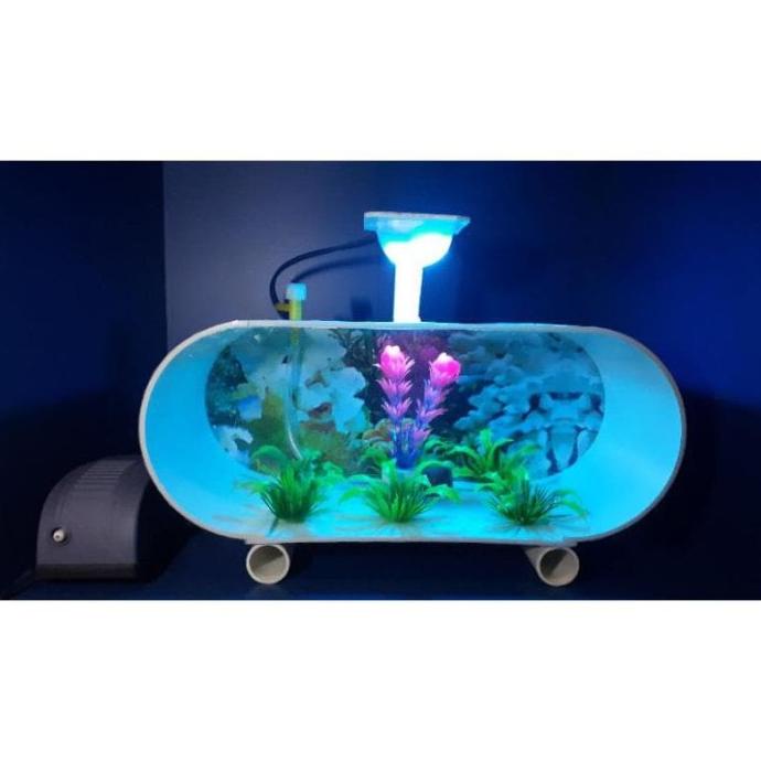 Aquarium Mini Pvc Lampu Led Ikan Hias Ikan Guppy Cupang Mesin Aerator Am820842